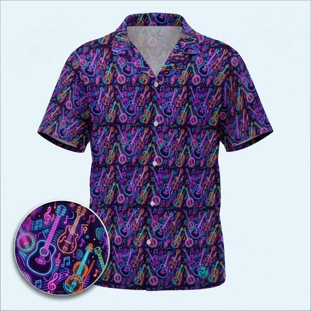 Midnight Revival Hawaiian Shirt | Dark Neon Tropical Print | No
