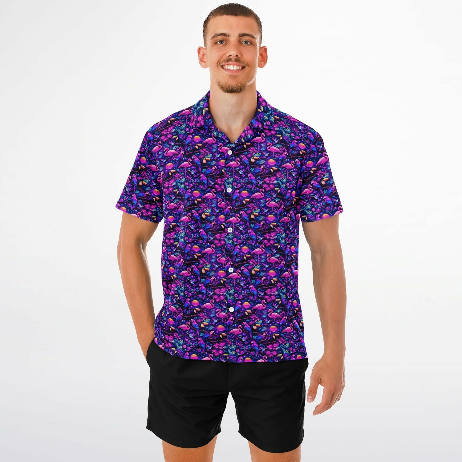 Flamingo Fade Hawaiian Shirt (Premium Modern Fit)