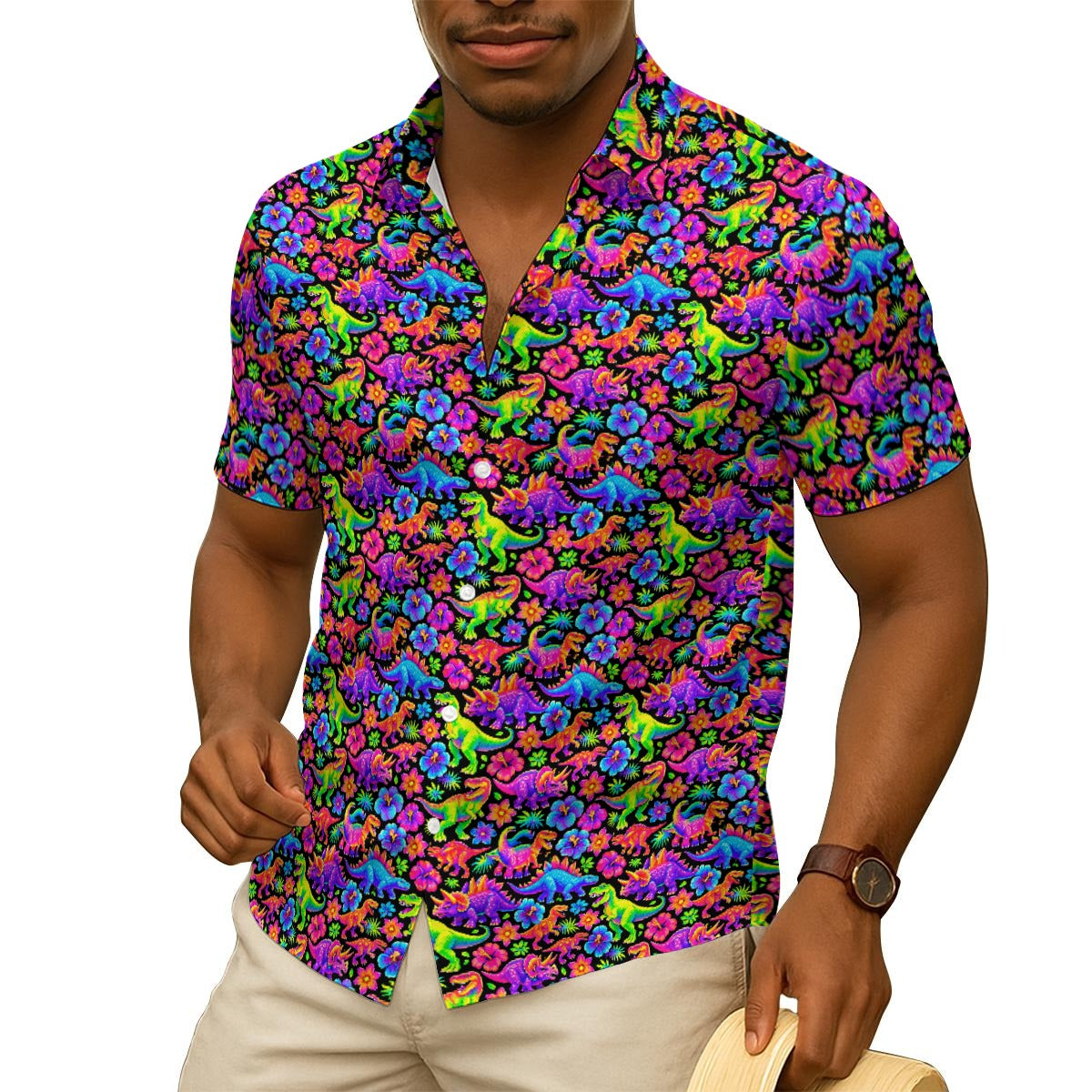 Dino Time Hawaiian Shirt (Classic Silk-Finish)