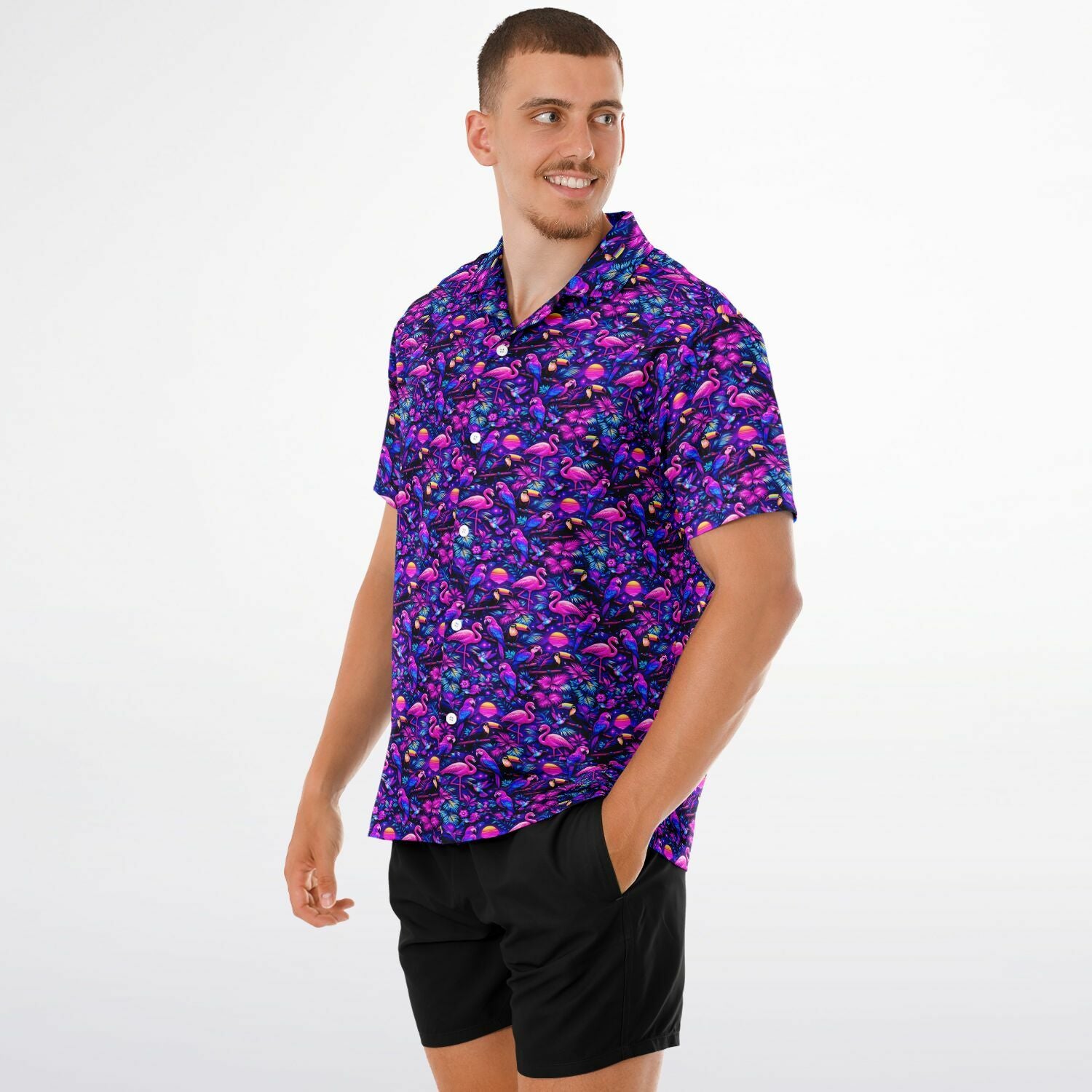 Flamingo Fade Hawaiian Shirt (Premium Modern Fit)
