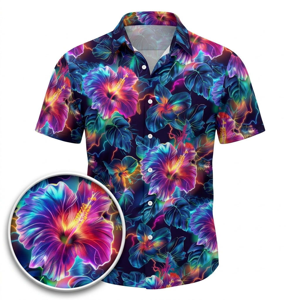 Hibiscus Bloom Hawaiian Shirt (Classic Silk-Finish)