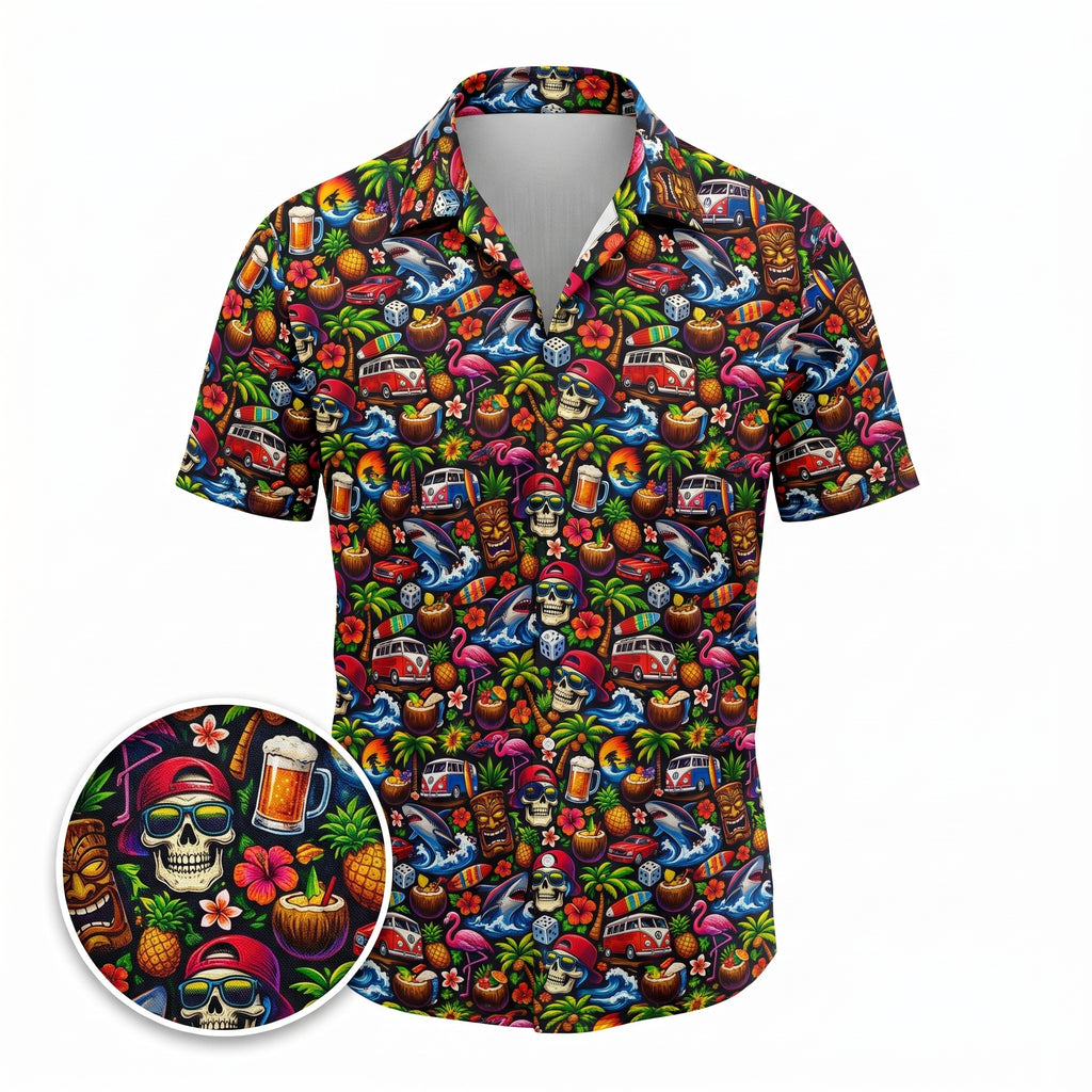 Skull Island Happy Hour Hawaiian Shirt (Resort Fit)