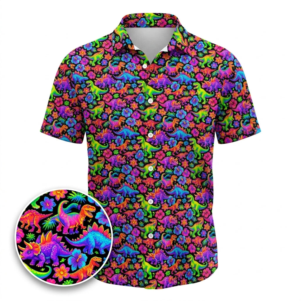Dino Time Hawaiian Shirt (Classic Silk-Finish)