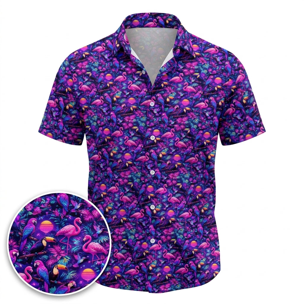 Flamingo Fade Hawaiian Shirt (Classic Silk-Finish)