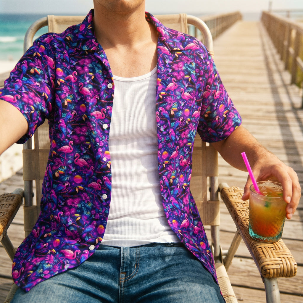 Flamingo Fade Hawaiian Shirt (Classic Silk-Finish)