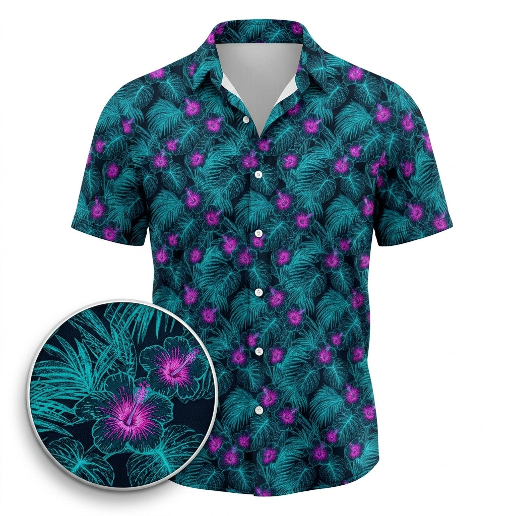 Phosphor Palms Hawaiian Shirt (Classic Silk-Finish)