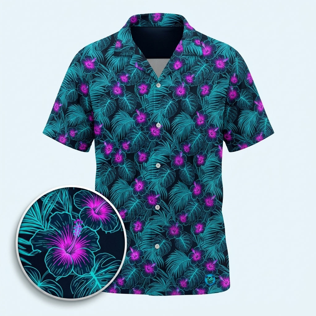Phosphor Palms Hawaiian Shirt (Oversized Classic)