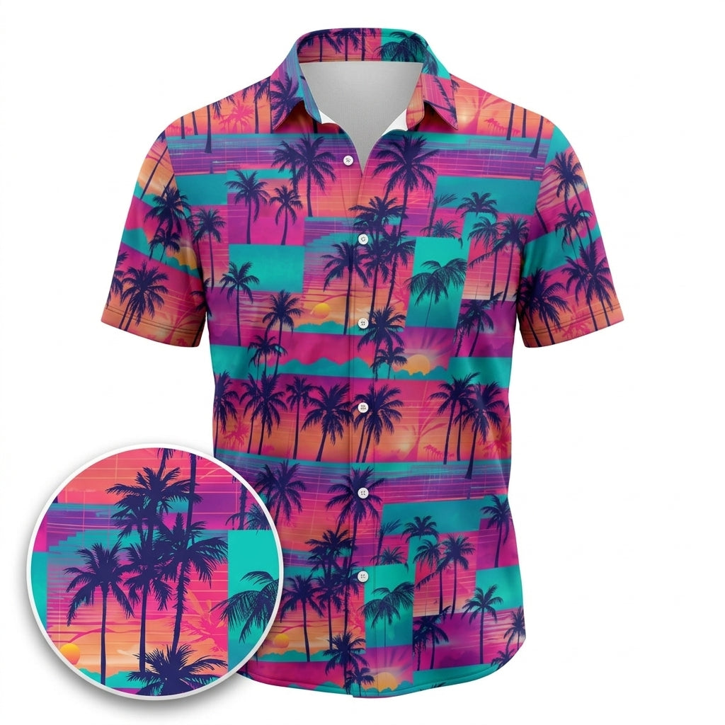 The Vapor-Wave Hawaiian Shirt (Classic Silk-Finish)
