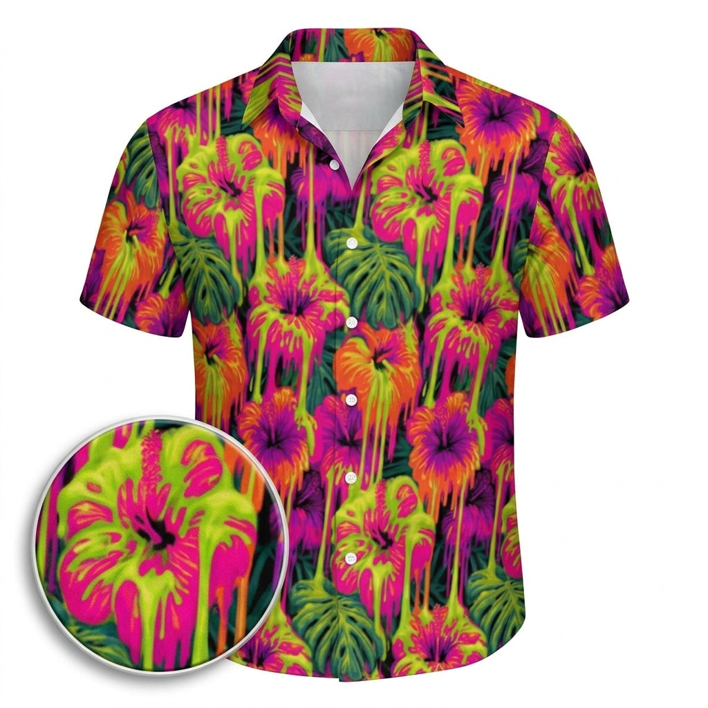 Neon Drip Hawaiian Shirt (Classic Silk-Finish)
