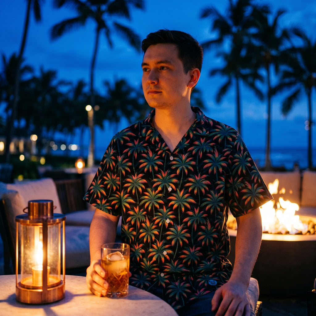 Midnight Palms Hawaiian Shirt (Oversized Classic)