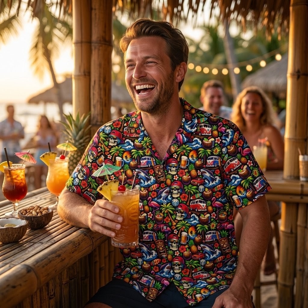 Skull Island Happy Hour Hawaiian Shirt